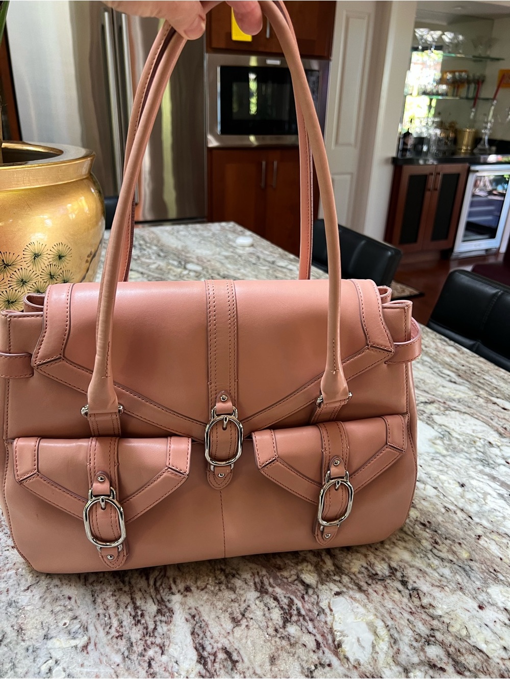 Cole Haan Dusty Pink Leather Shoulder Satchel